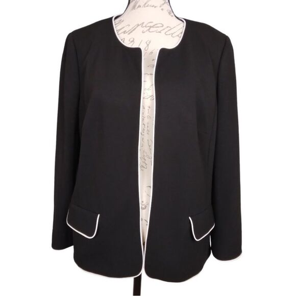 Talbots Women’s 12P Black Open Front Career Blazer Jacket - Picture 1 of 10